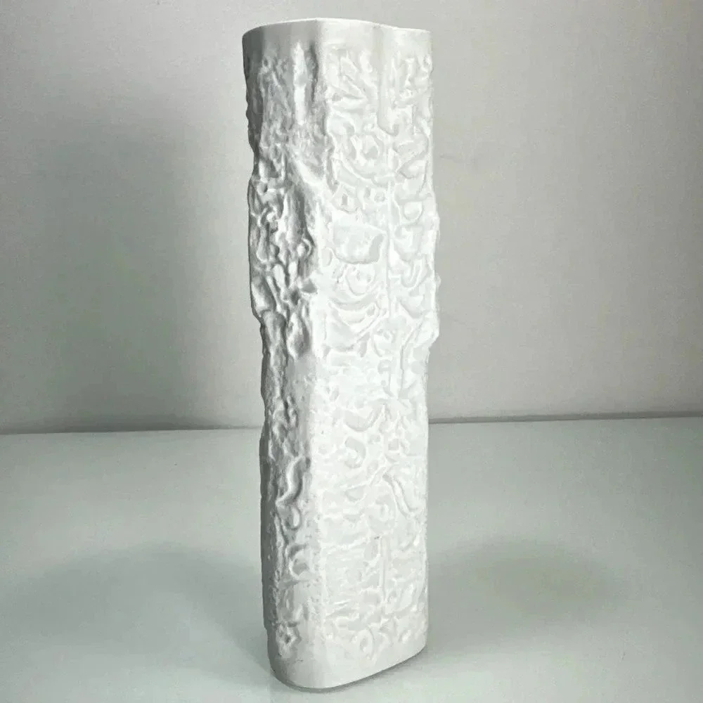 Schwahn‎ Lorenz Hutschenreuther Brutalist White Modernist Bisque Porcelain  Vase
